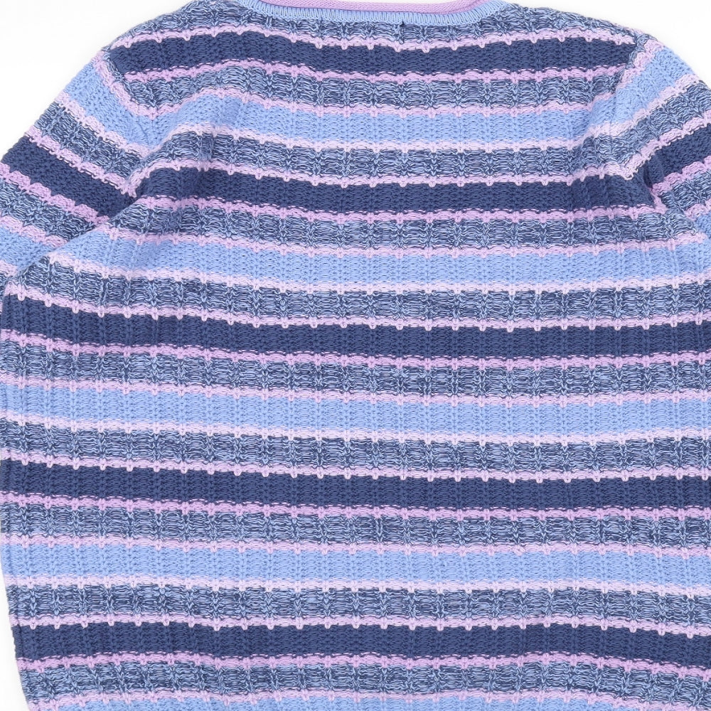 ISLE Womens Blue Striped Knit Pullover Jumper Size L