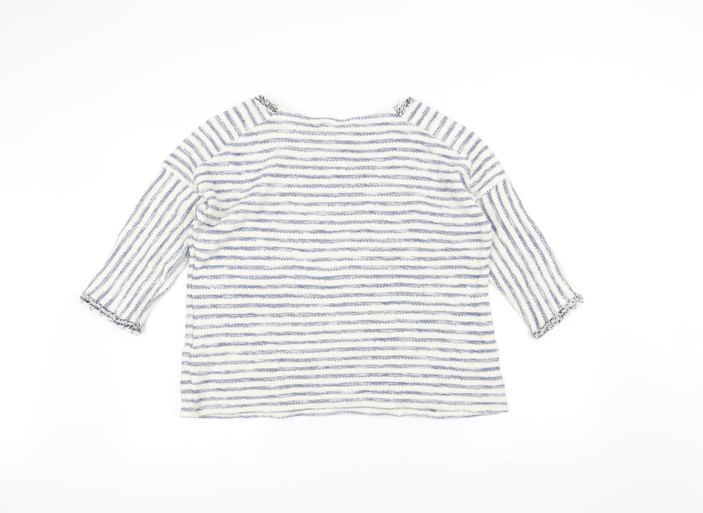 Marks and Spencer Womens White Striped Knit Pullover Jumper Size 14