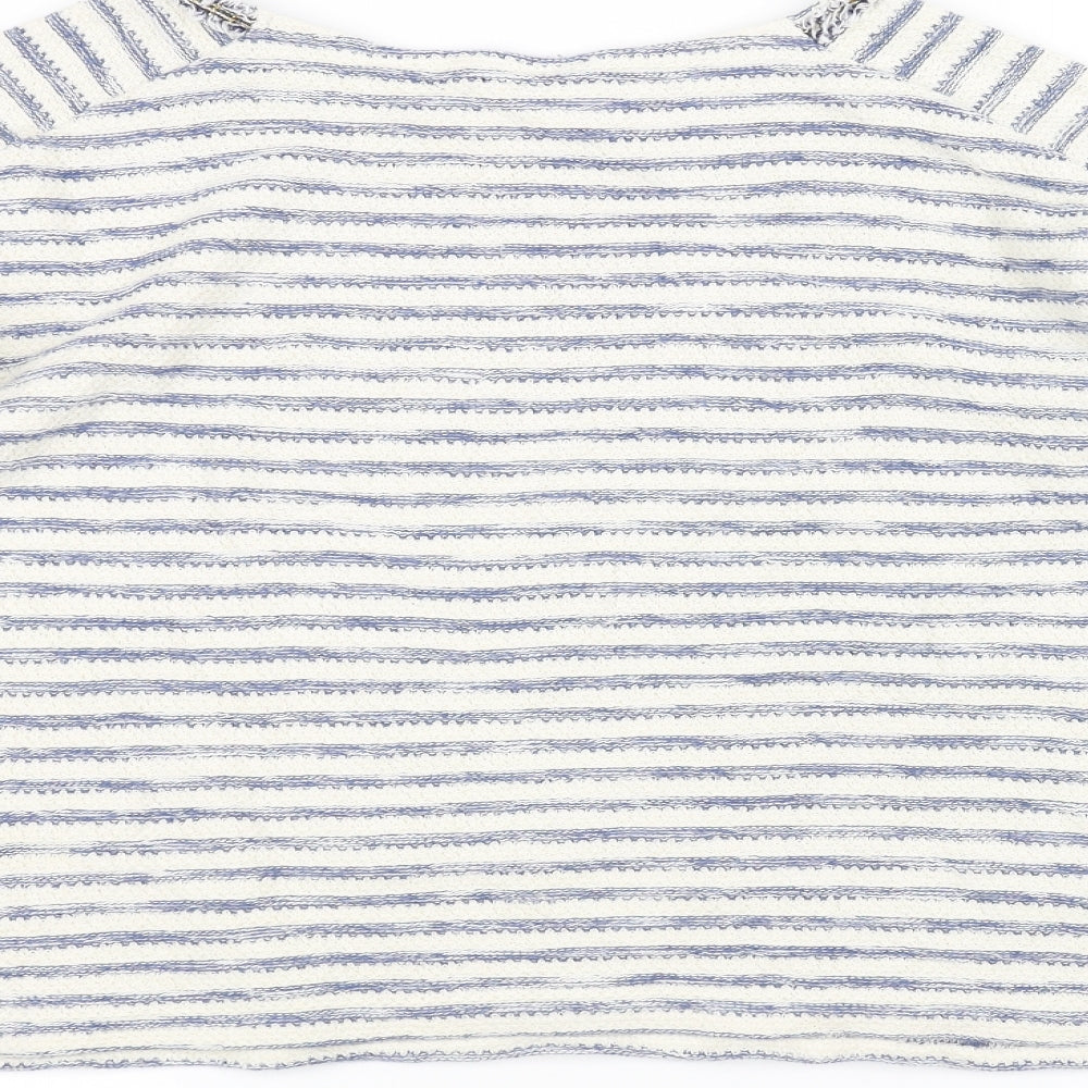 Marks and Spencer Womens White Striped Knit Pullover Jumper Size 14