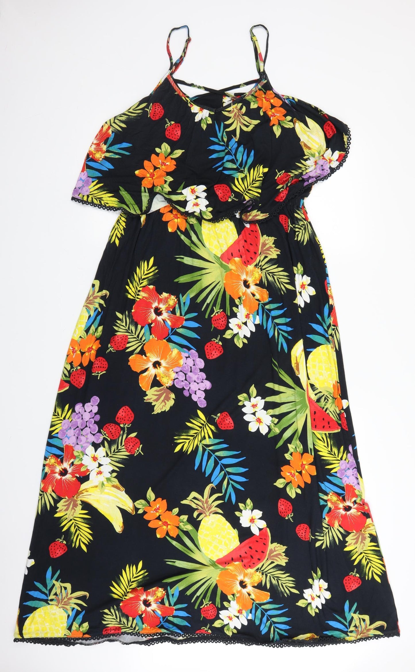 TU Womens Black Floral  Maxi  Size 14