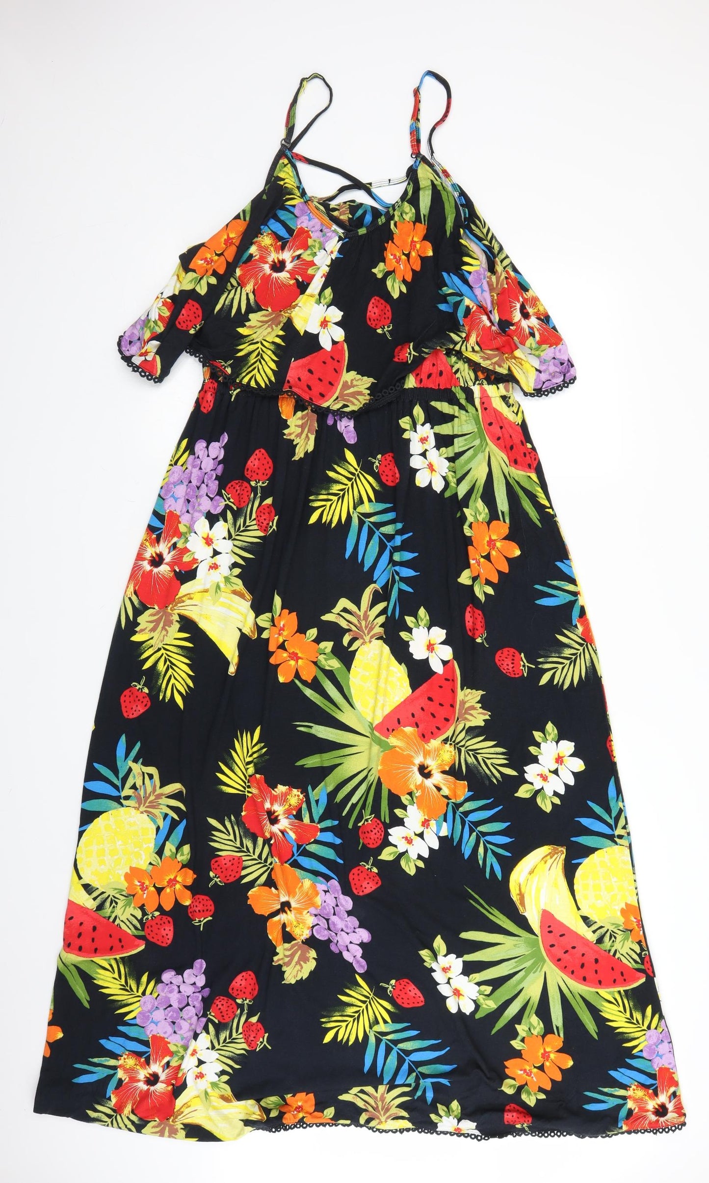 TU Womens Black Floral  Maxi  Size 14