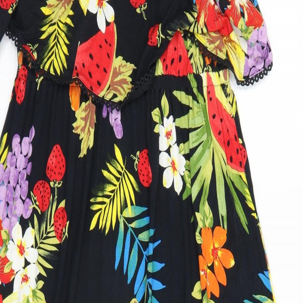 TU Womens Black Floral  Maxi  Size 14