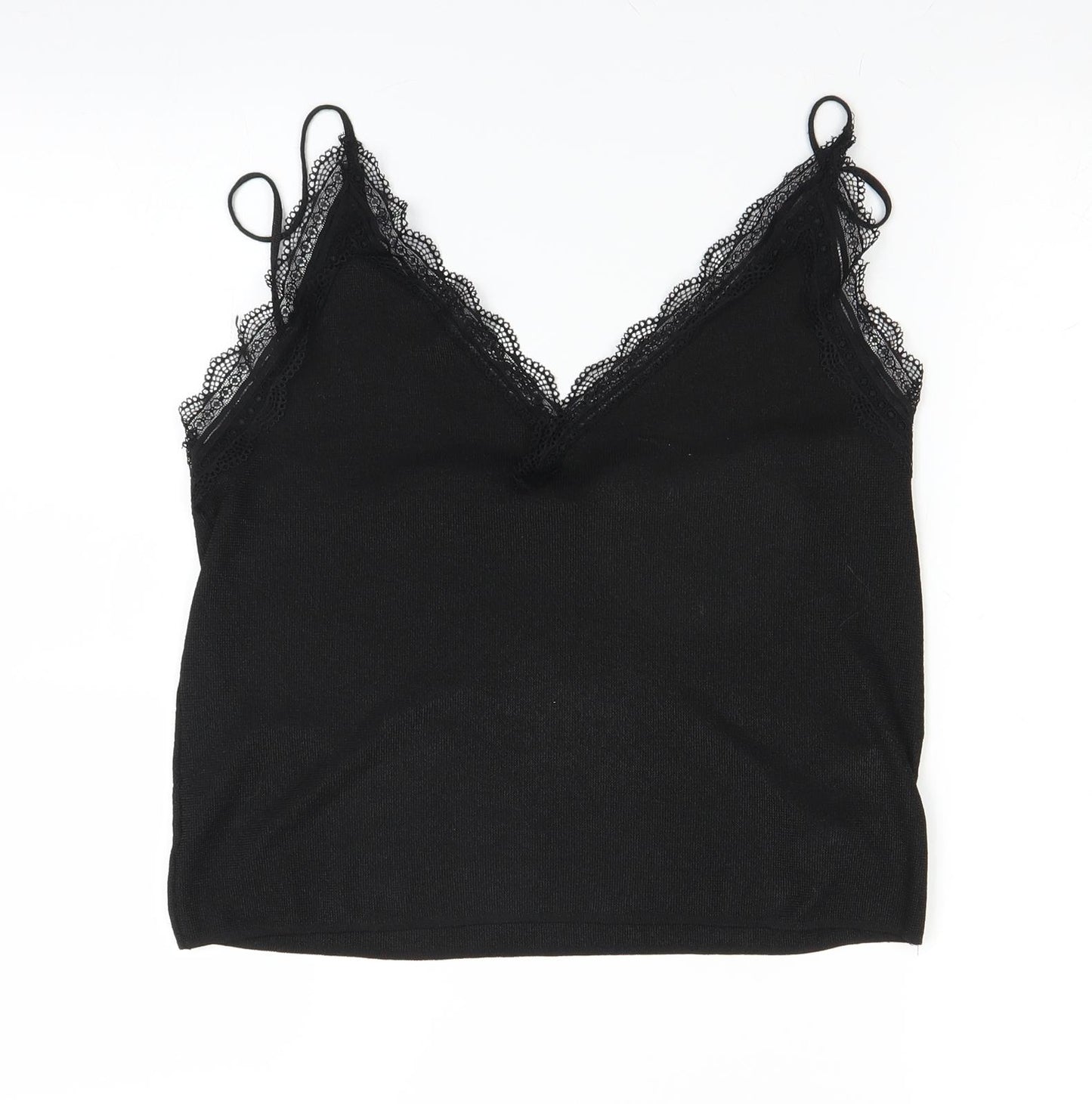 Zara Knit Womens Black   Cropped Blouse Size M