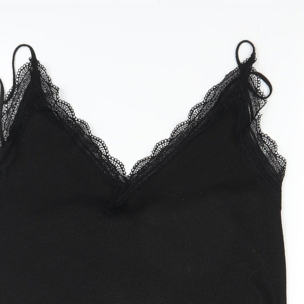 Zara Knit Womens Black   Cropped Blouse Size M