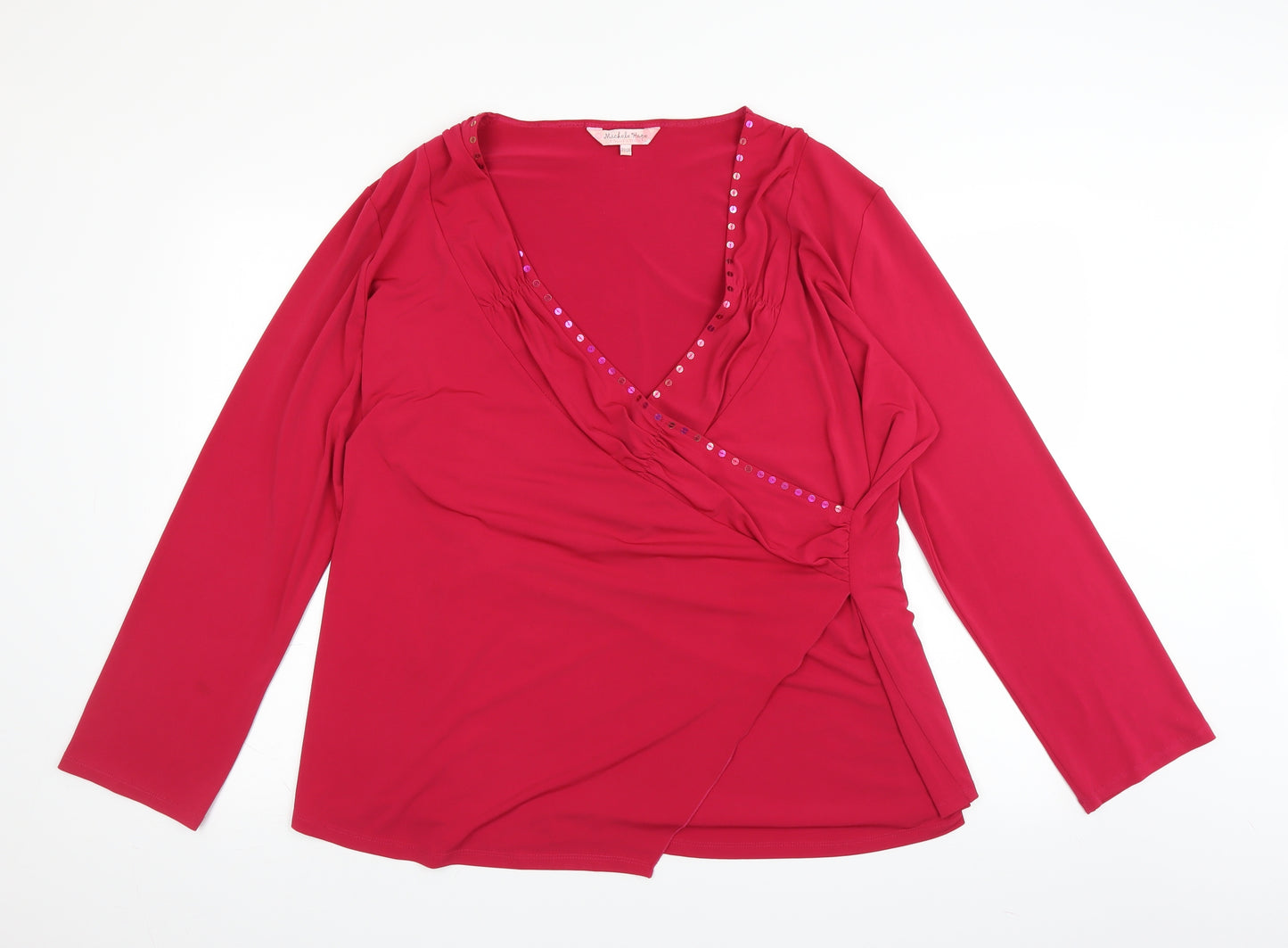 Michele Hope Womens Pink   Wrap Blouse Size 22