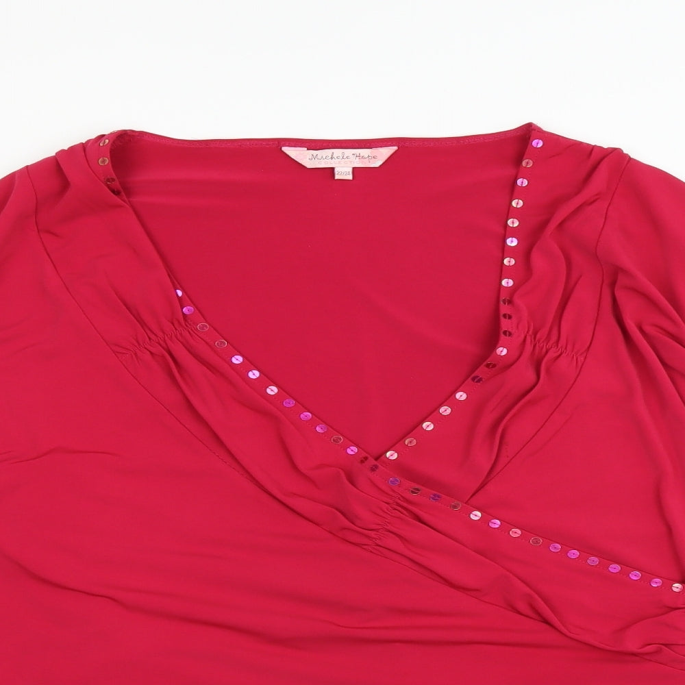 Michele Hope Womens Pink   Wrap Blouse Size 22