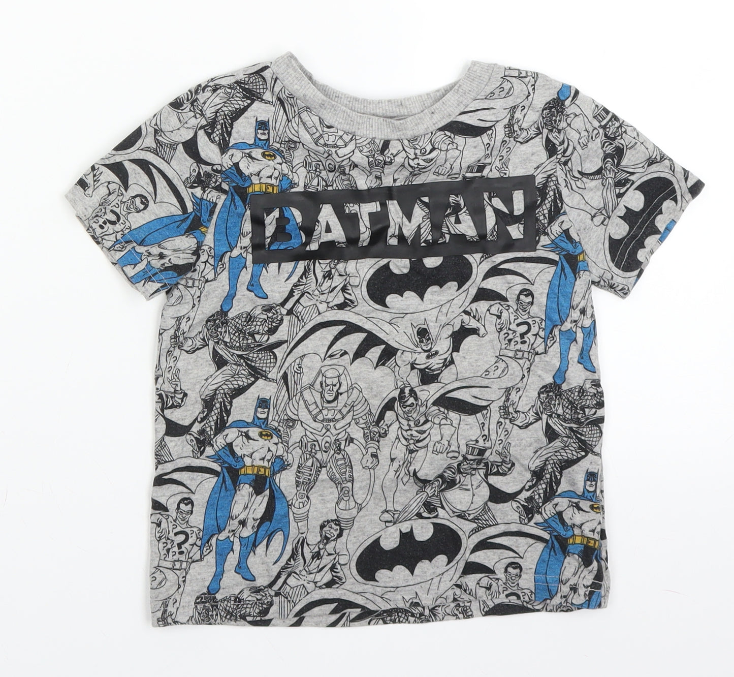 F&F Boys Grey Geometric  Basic T-Shirt Size 4-5 Years  - batman dc comics