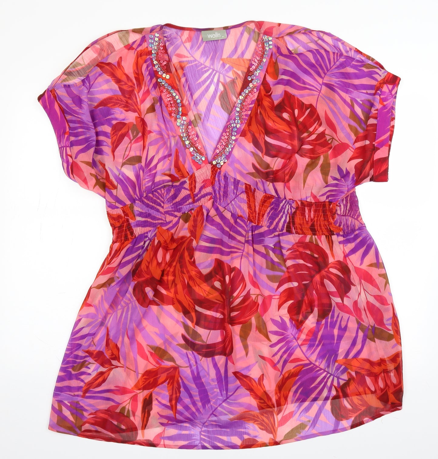 Wallis Womens Purple Floral  Basic Blouse Size XL  - longline