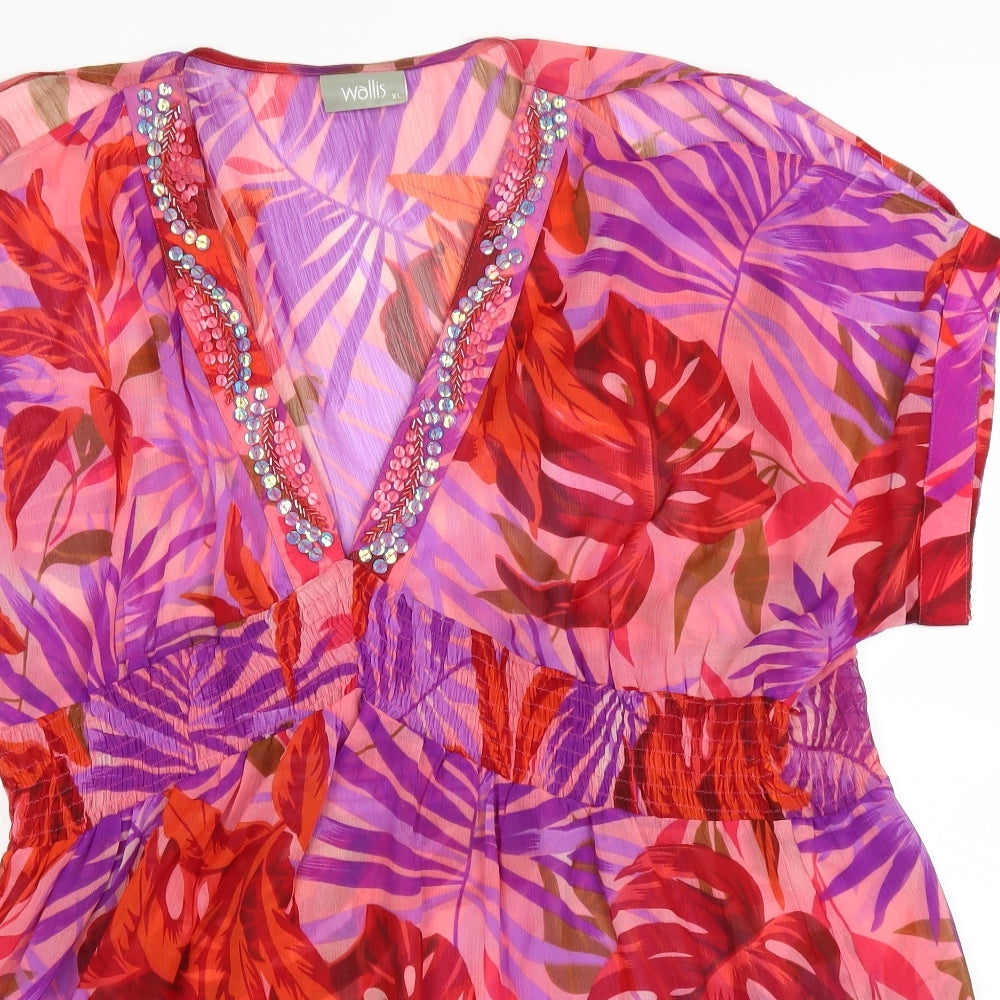 Wallis Womens Purple Floral  Basic Blouse Size XL  - longline