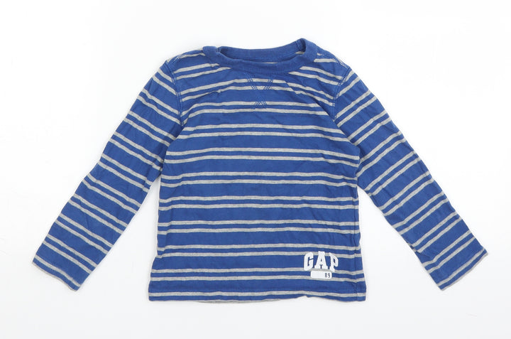 Gap Boys Blue Striped Basic T-Shirt Size 3 Years