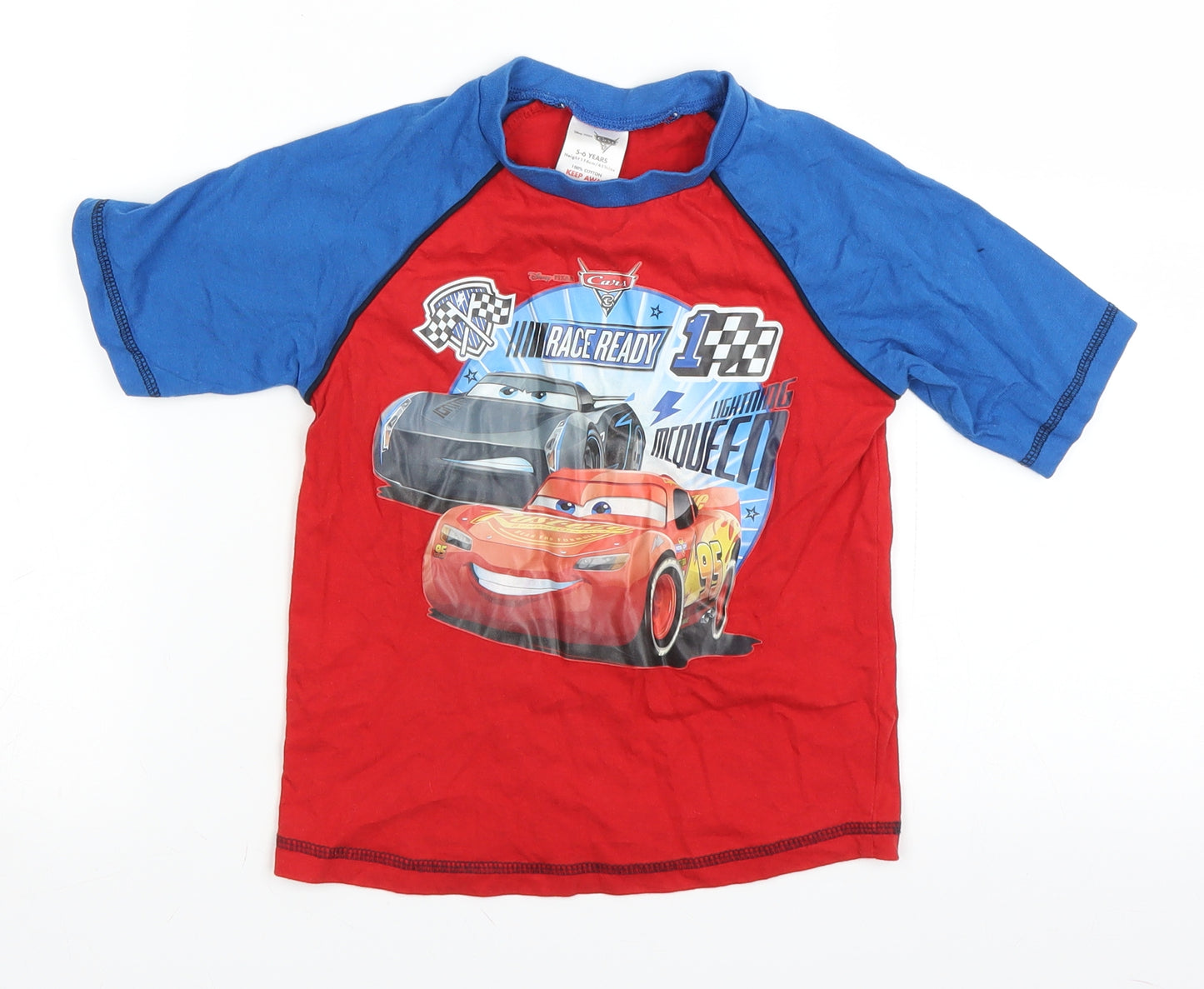 Disney Boys Red   Basic T-Shirt Size 5-6 Years