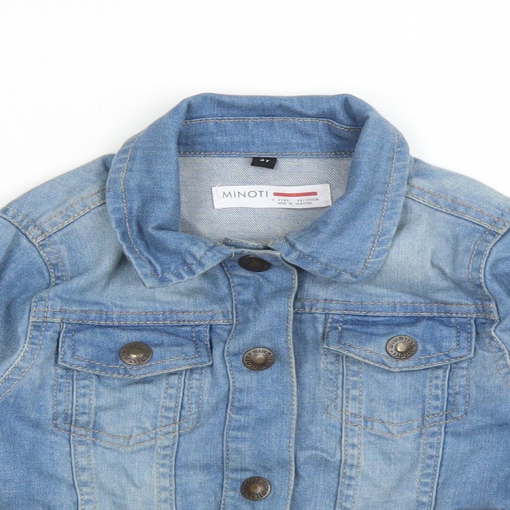 Minoti Girls Blue  Denim Jacket  Size 3-4 Years