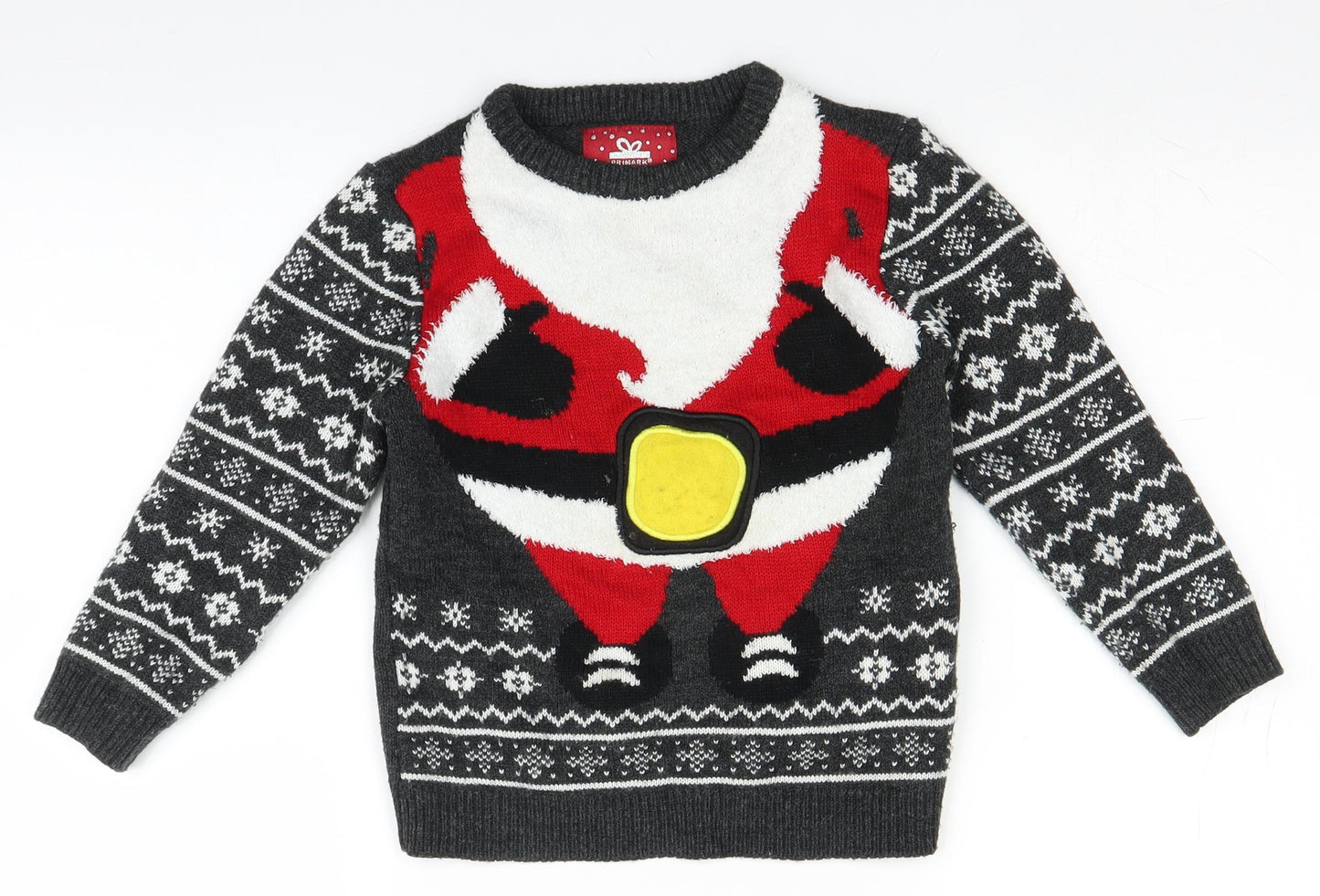 Primark Boys Grey  Knit Pullover Jumper Size 5-6 Years  - Christmas Jumper