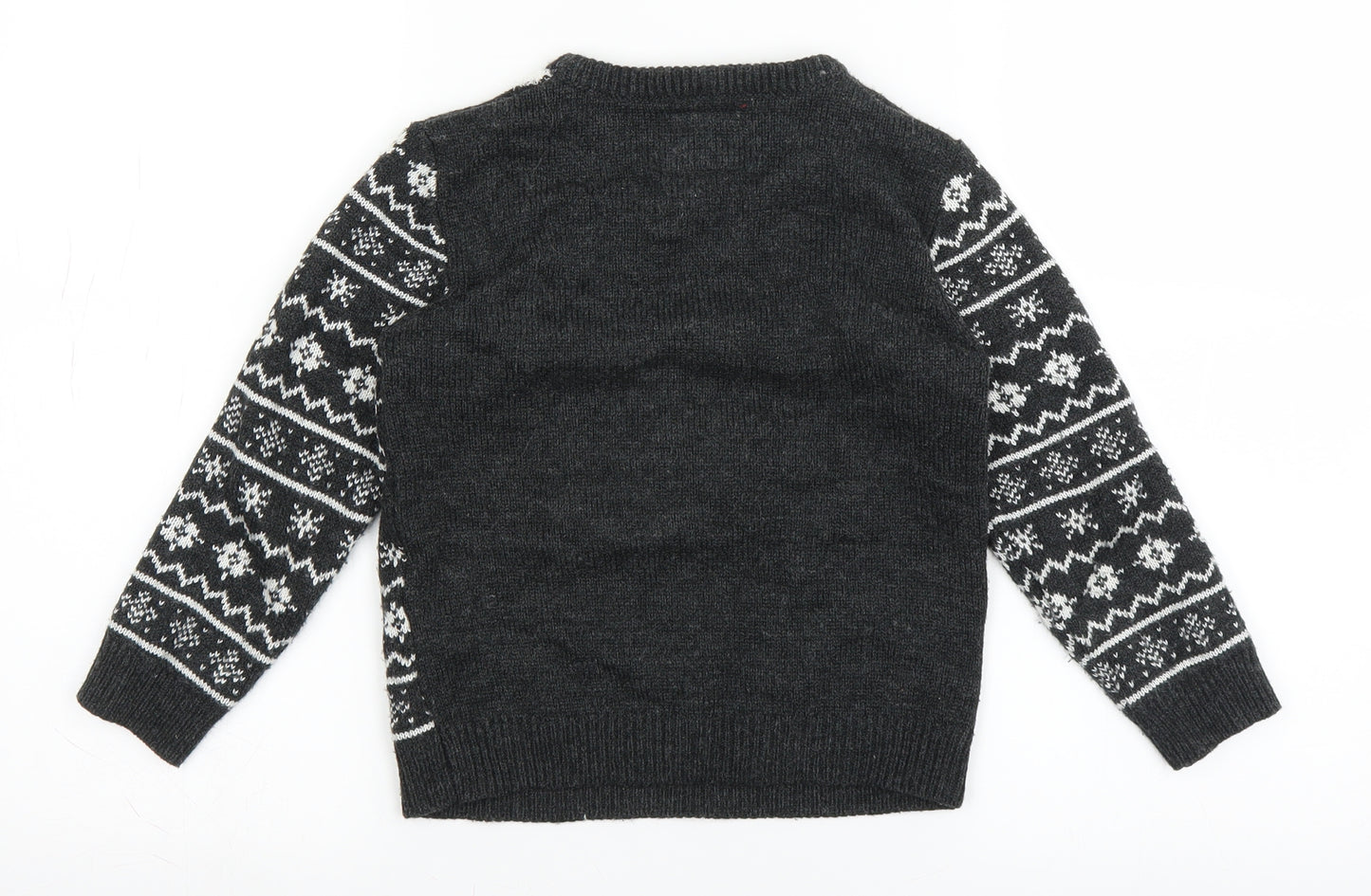 Primark Boys Grey  Knit Pullover Jumper Size 5-6 Years  - Christmas Jumper