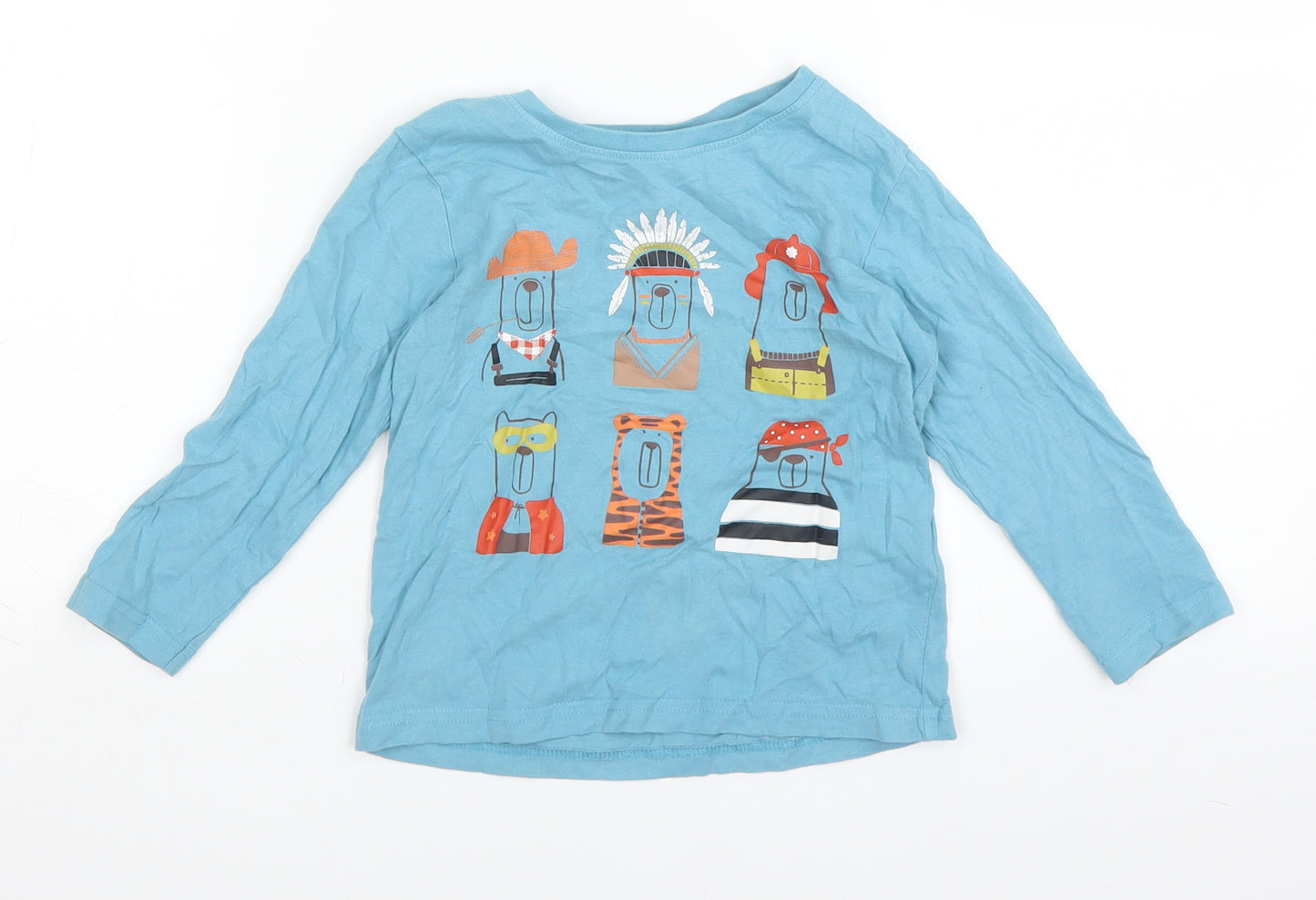 Nutmeg Boys Blue   Basic T-Shirt Size 3-4 Years  - bear village people