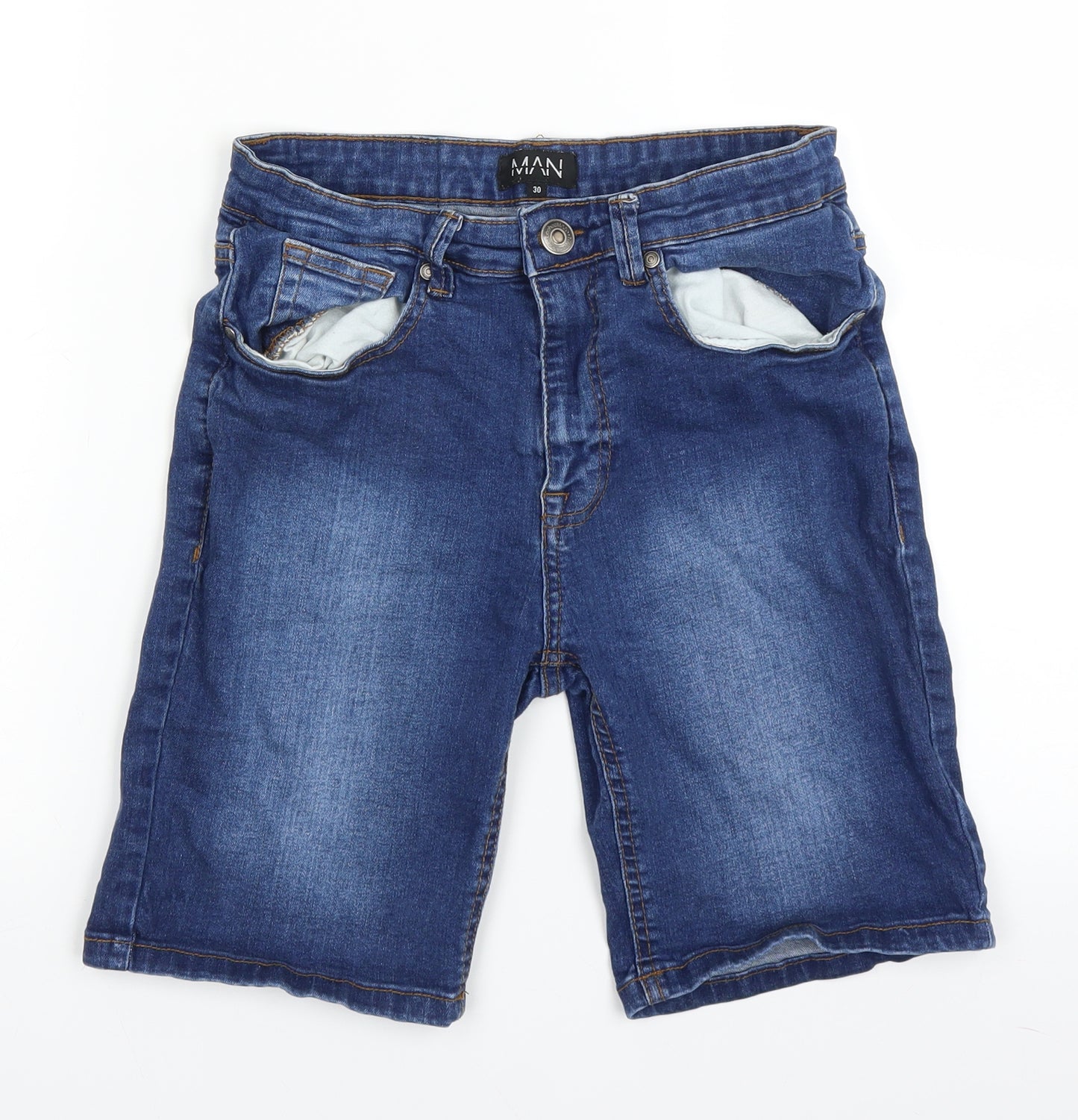 Boohoo Mens Blue  Denim Bermuda Shorts Size 30