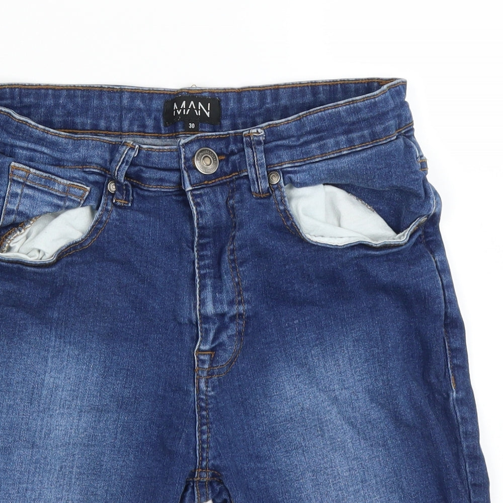 Boohoo Mens Blue  Denim Bermuda Shorts Size 30
