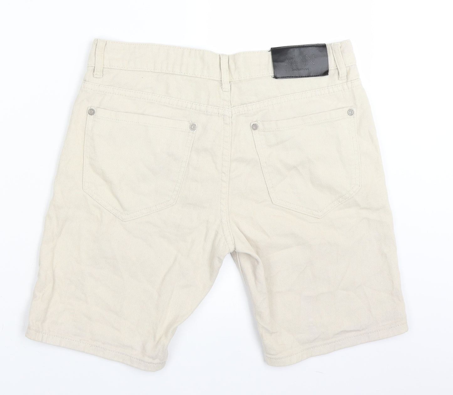 Boohoo Mens Ivory  Denim Bermuda Shorts Size 30