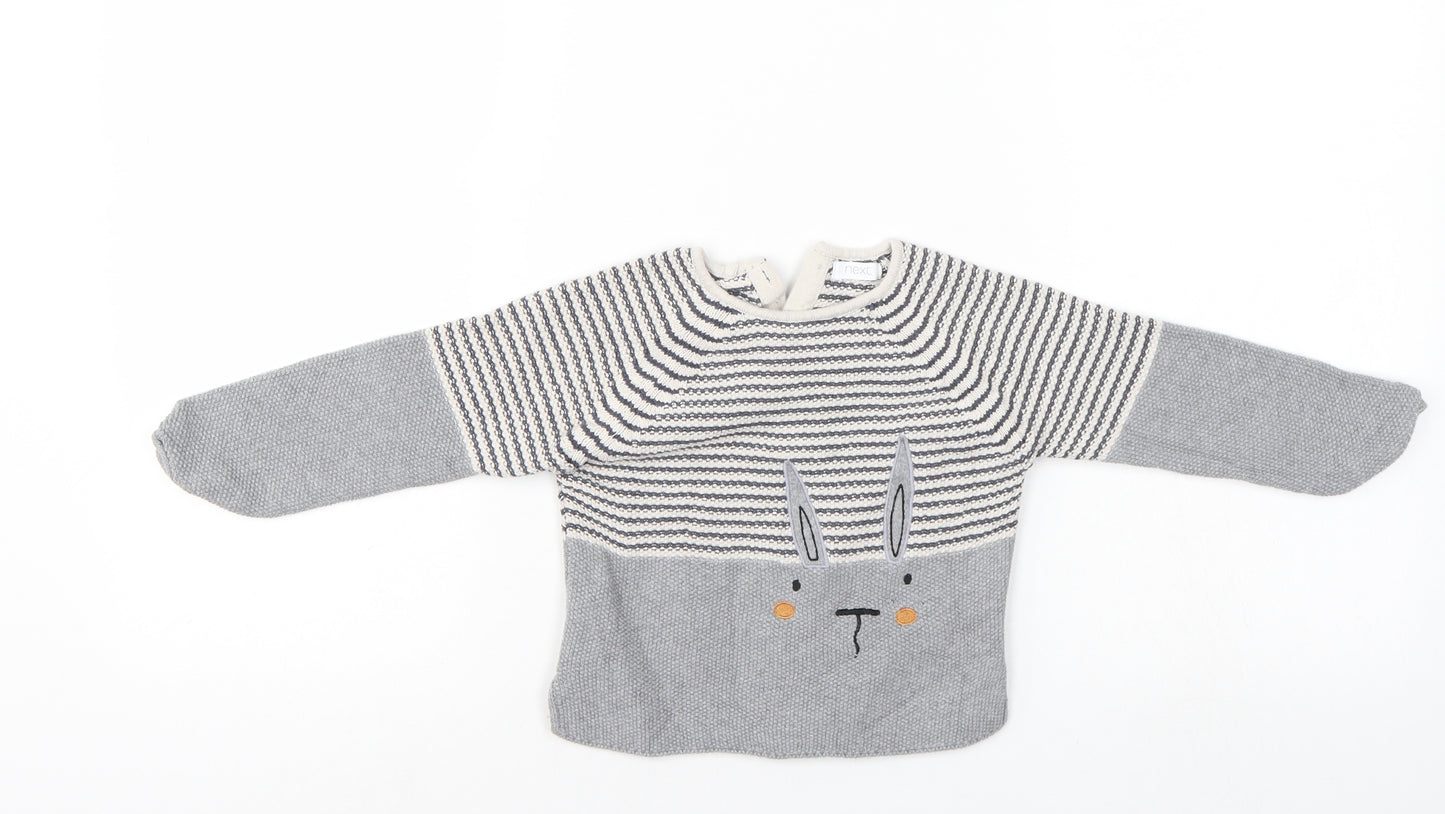 NEXT Boys Grey Striped  Pullover Jumper Size 2-3 Years