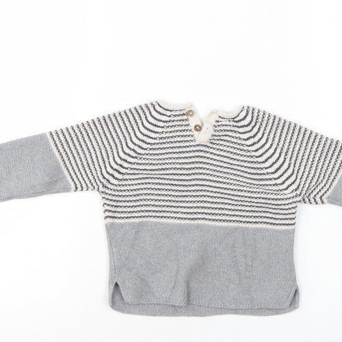 NEXT Boys Grey Striped  Pullover Jumper Size 2-3 Years