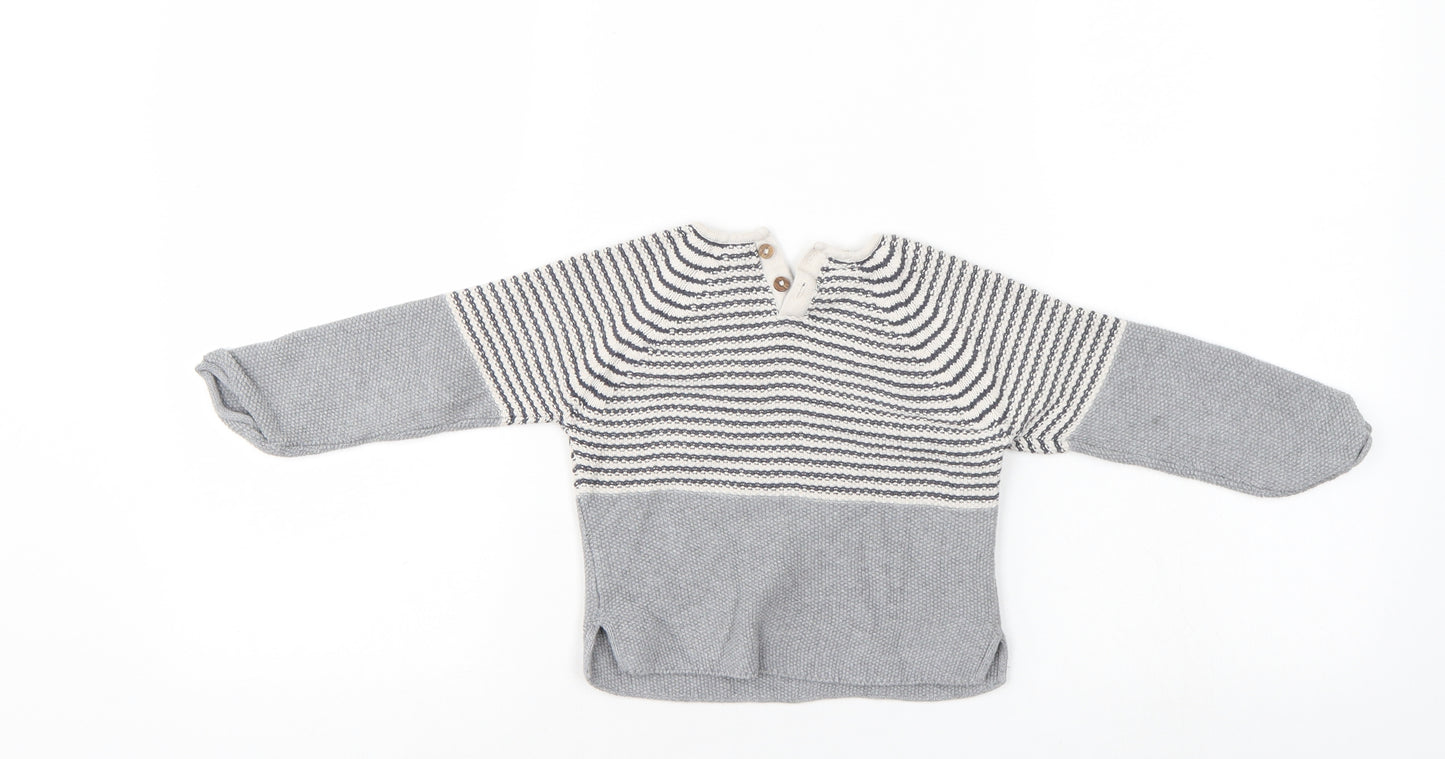 NEXT Boys Grey Striped  Pullover Jumper Size 2-3 Years
