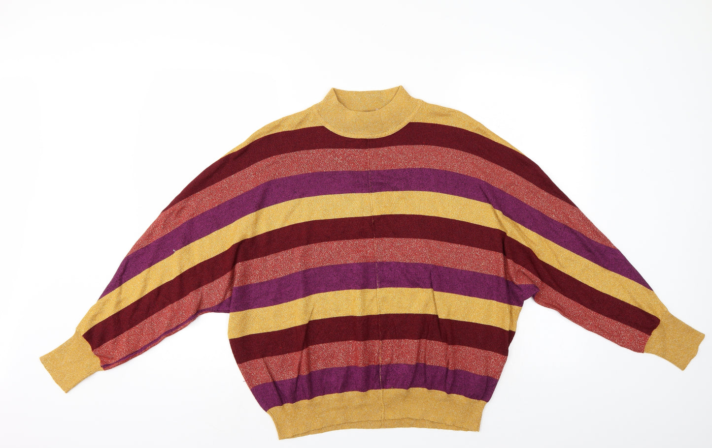 M&S Womens Multicoloured Striped  Pullover Jumper Size L  - Batwing