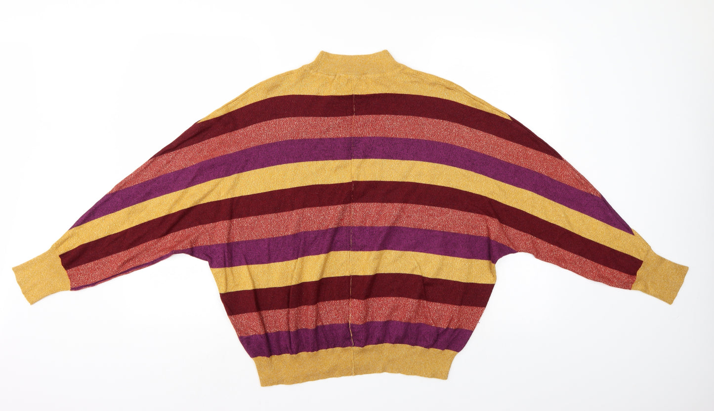 M&S Womens Multicoloured Striped  Pullover Jumper Size L  - Batwing