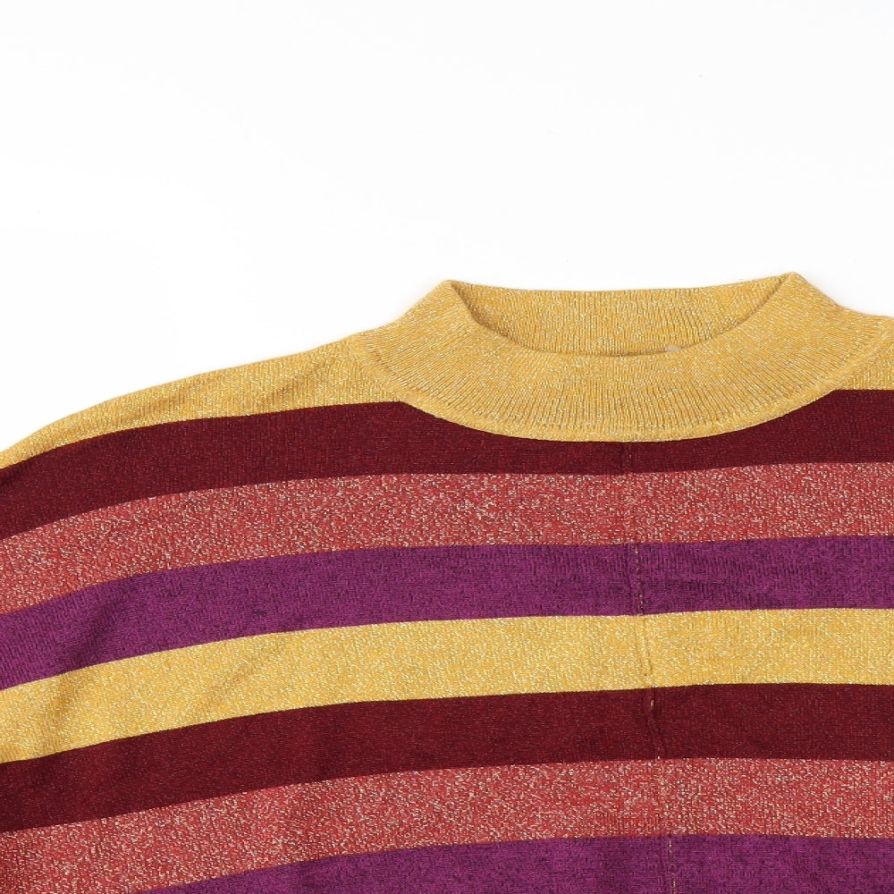 M&S Womens Multicoloured Striped  Pullover Jumper Size L  - Batwing