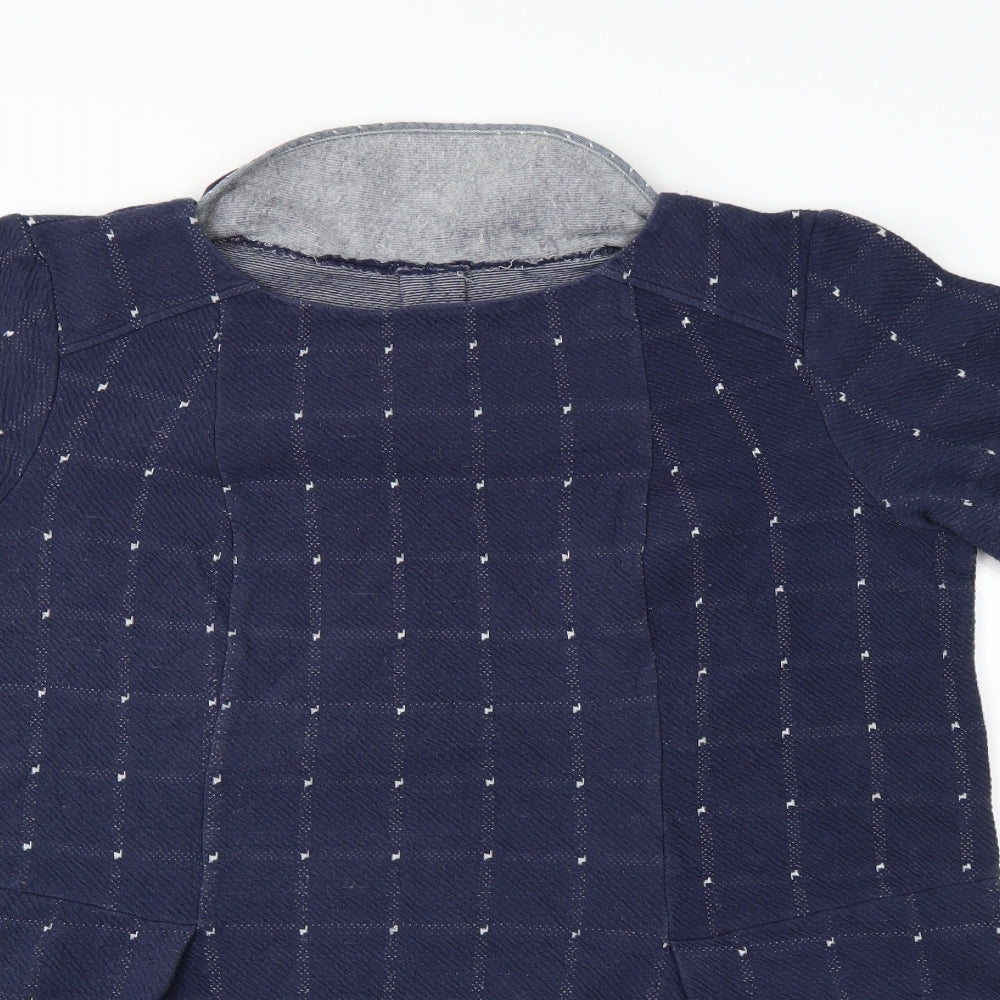 White Stuff Womens Blue Check  Ringer Blouse Size 16