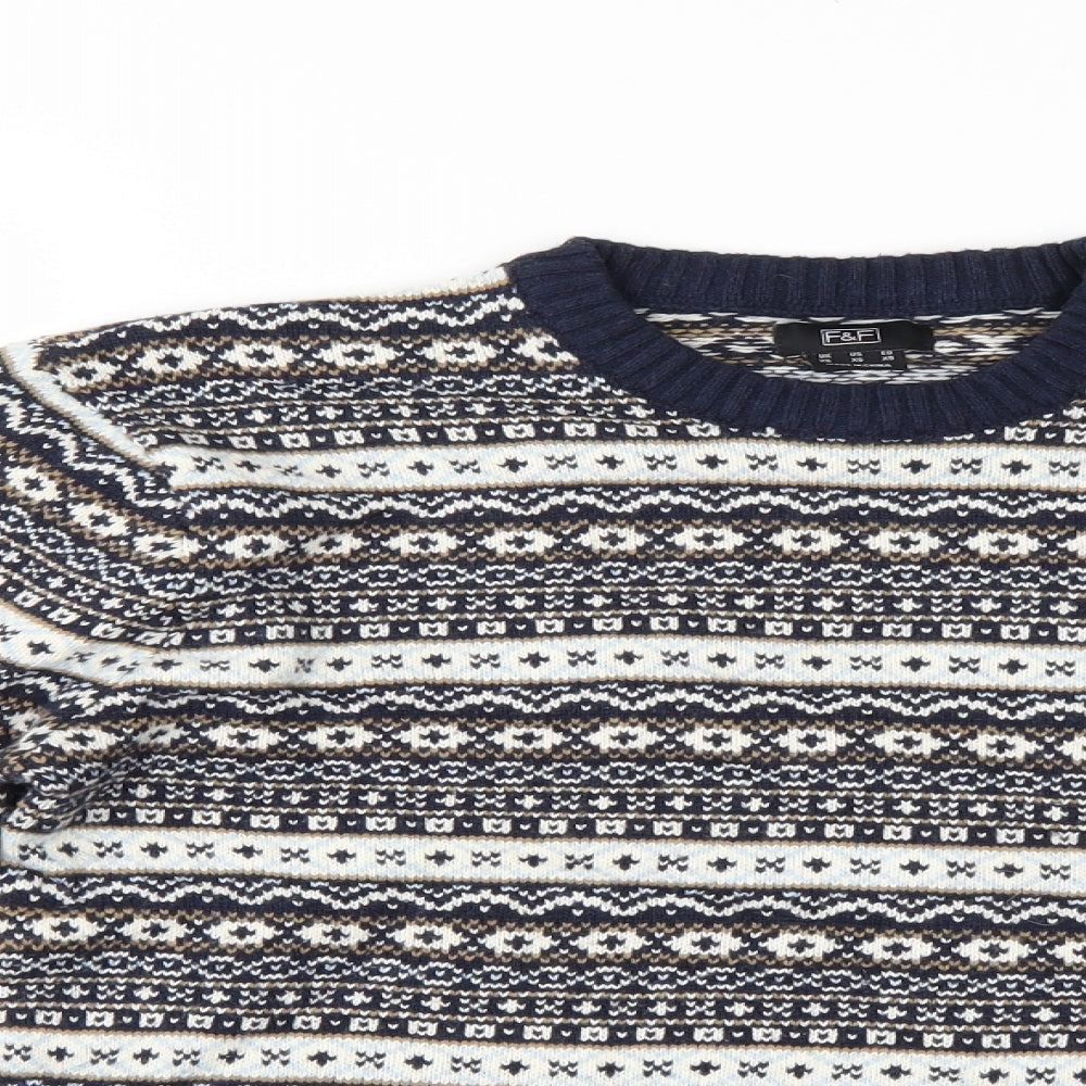 F&F Mens Multicoloured Striped  Pullover Jumper Size XS