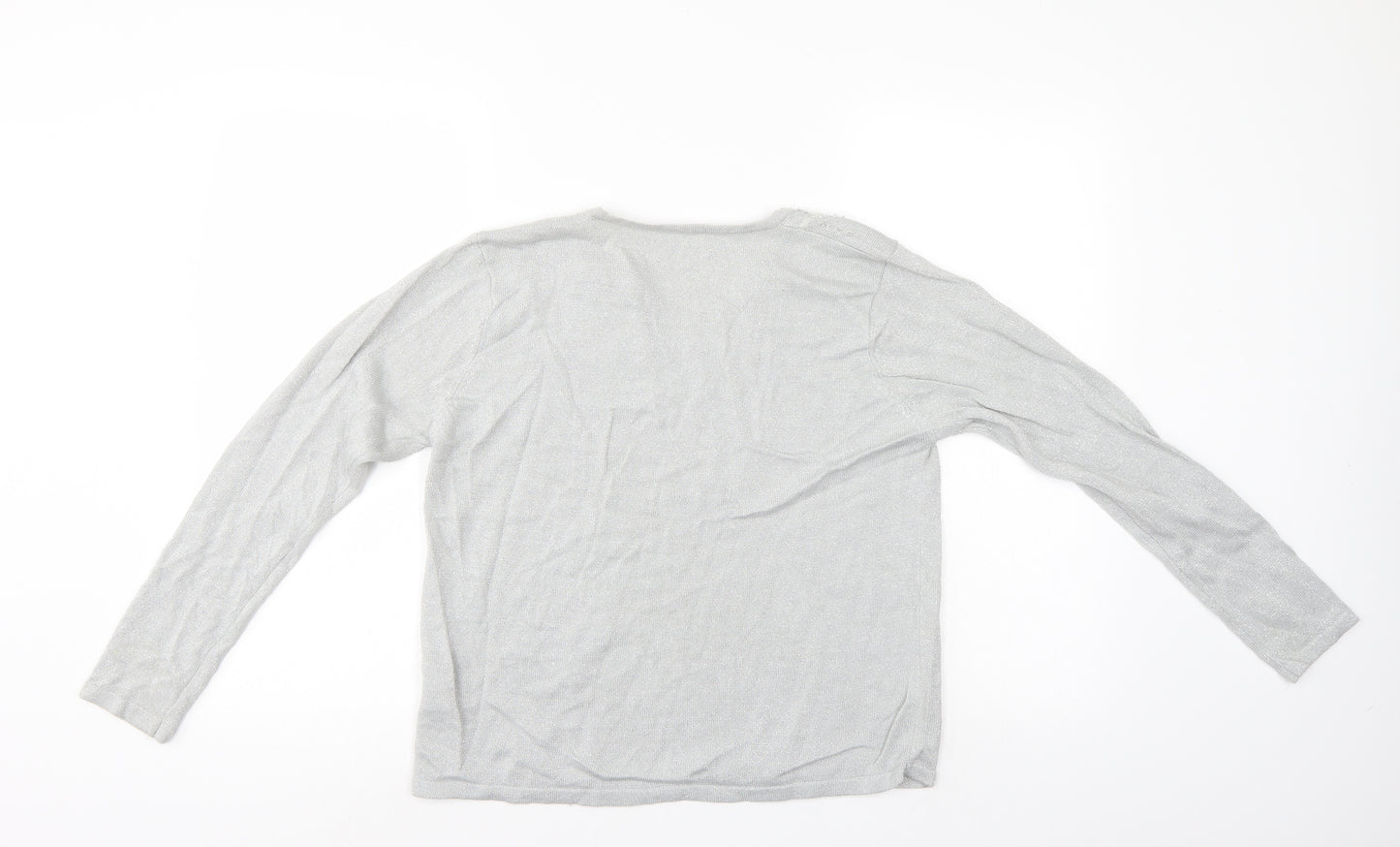 BM Womens Silver Floral  Pullover Jumper Size S