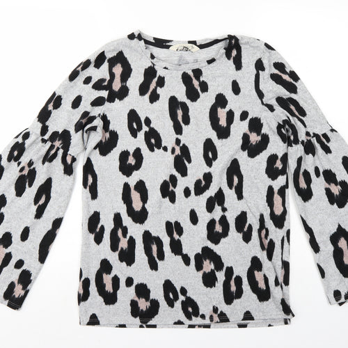 F&F Womens Grey Animal Print  Pullover Jumper Size 8