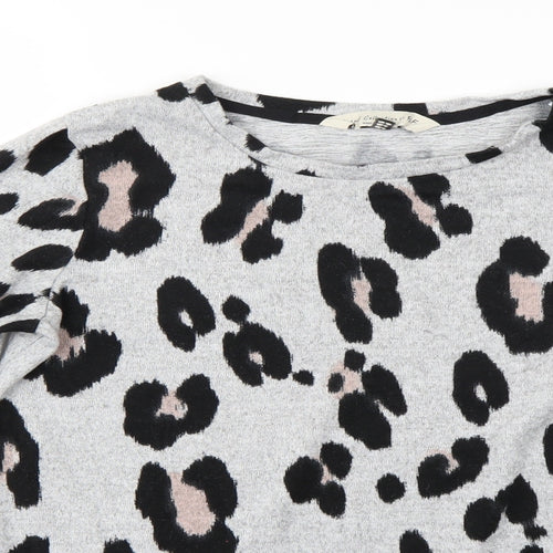 F&F Womens Grey Animal Print  Pullover Jumper Size 8