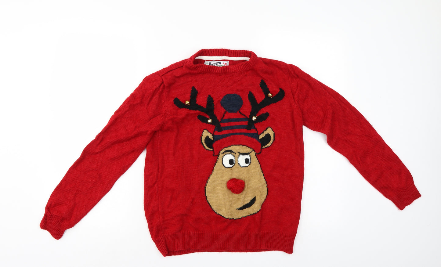 Rebel Boys Red   Pullover Jumper Size 12-13 Years  - christmas jumper