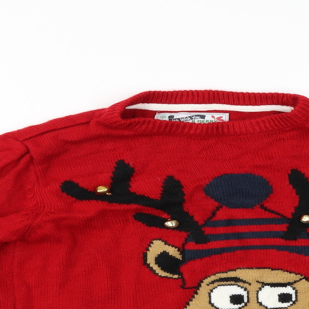Rebel Boys Red   Pullover Jumper Size 12-13 Years  - christmas jumper