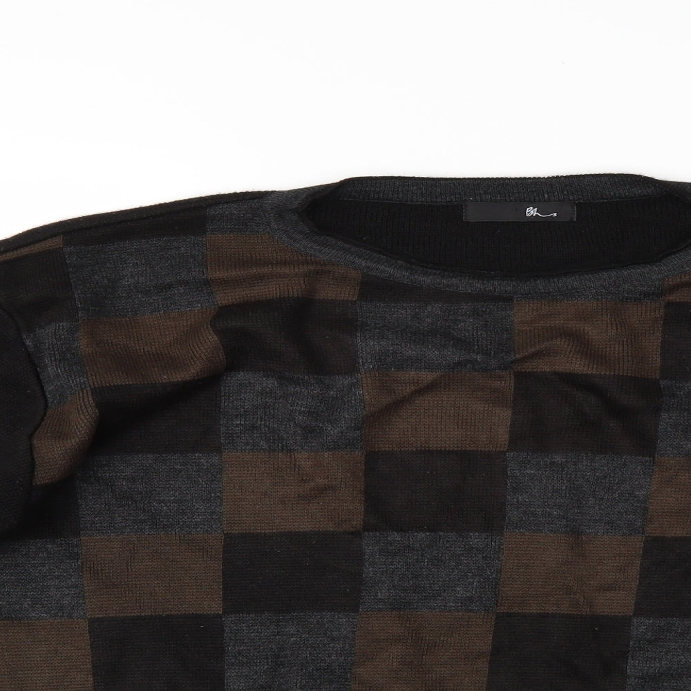 BHS Mens Multicoloured Check  Pullover Jumper Size M