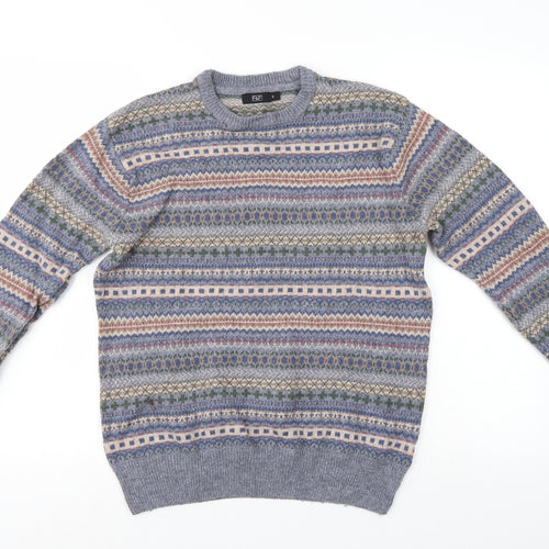 F&F Mens Multicoloured Geometric  Pullover Jumper Size S