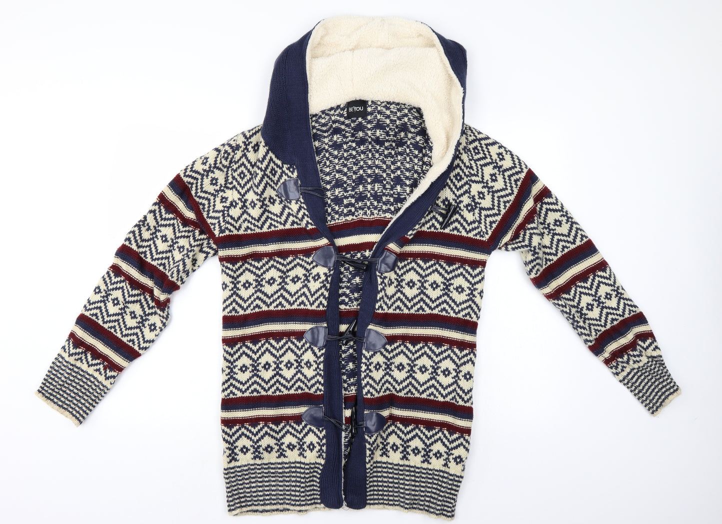 Beyou Womens Multicoloured Geometric  Jacket Coatigan Size 14