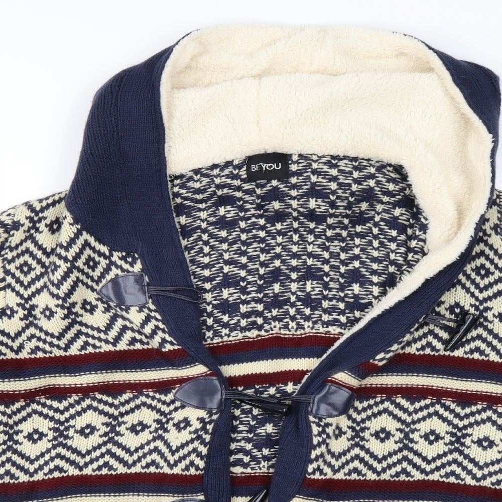 Beyou Womens Multicoloured Geometric  Jacket Coatigan Size 14