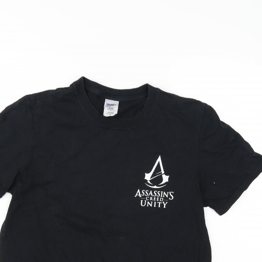 Gildan Mens Black    T-Shirt Size S