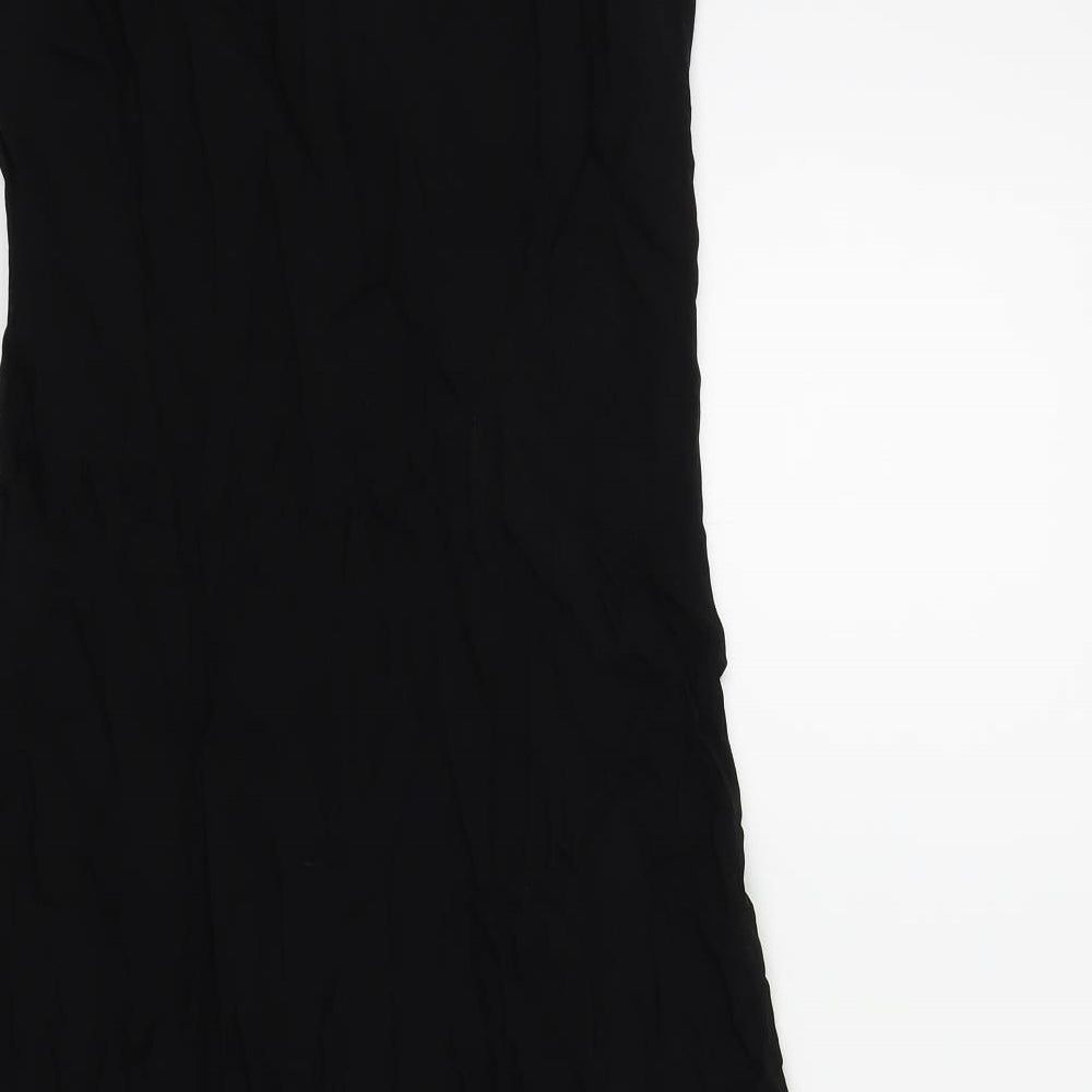 Wallis Womens Black   Fit & Flare  Size 8  - frill neck line