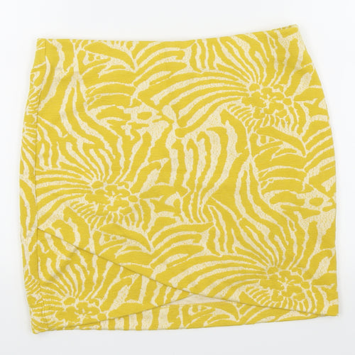 H&M Womens Yellow Geometric  A-Line Skirt Size M