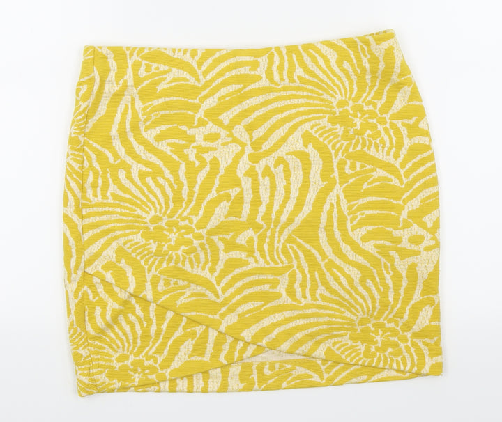 H&M Womens Yellow Geometric A-Line Skirt Size M