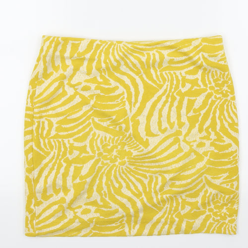 H&M Womens Yellow Geometric  A-Line Skirt Size M