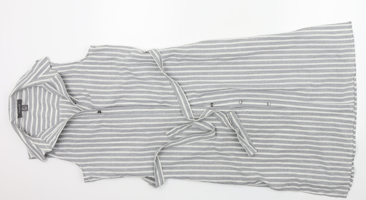 Primark Womens Grey Striped  A-Line  Size 10  - BELT