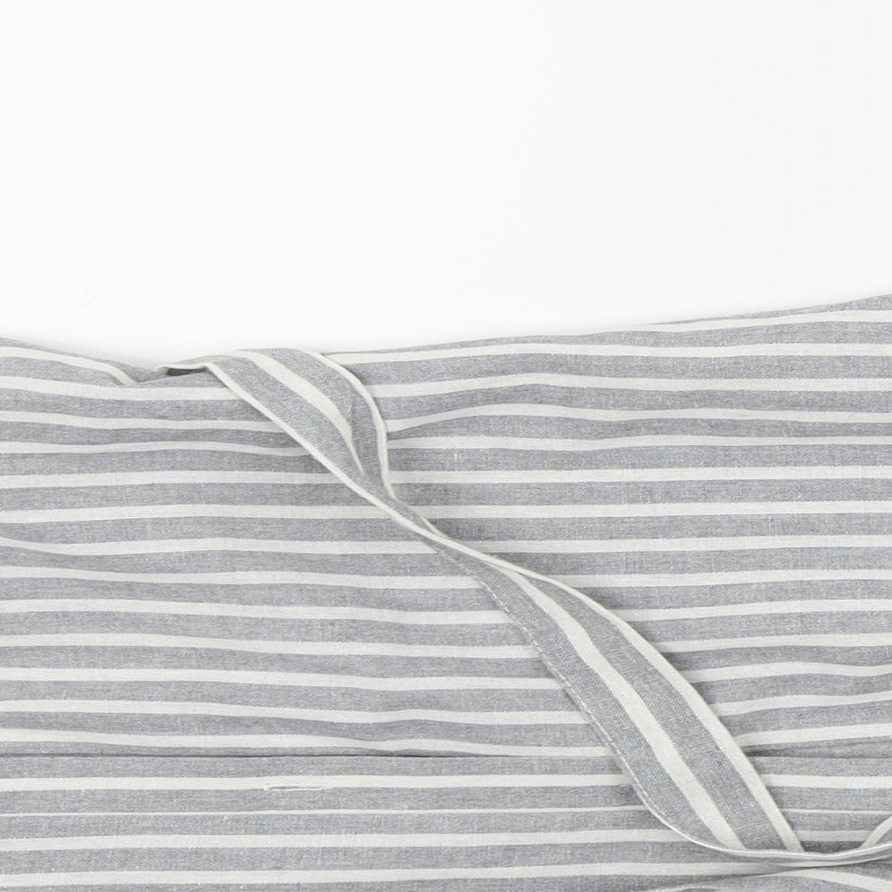 Primark Womens Grey Striped  A-Line  Size 10  - BELT