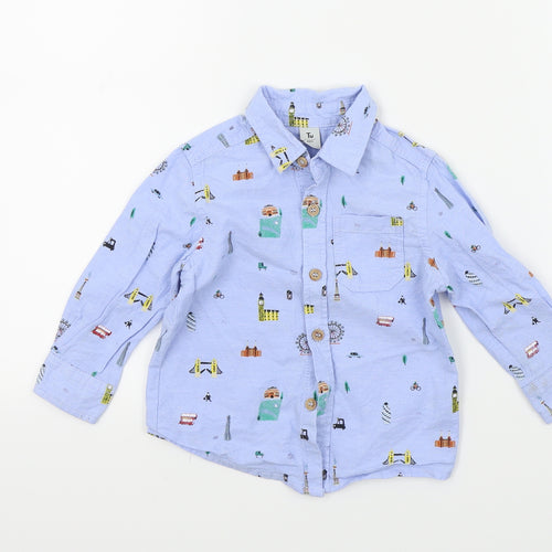 TU Boys Blue Colourblock  Basic Button-Up Size 12-18 Months  - LONDON