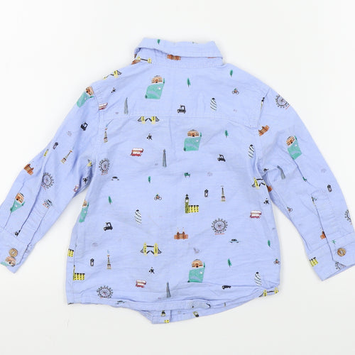 TU Boys Blue Colourblock  Basic Button-Up Size 12-18 Months  - LONDON
