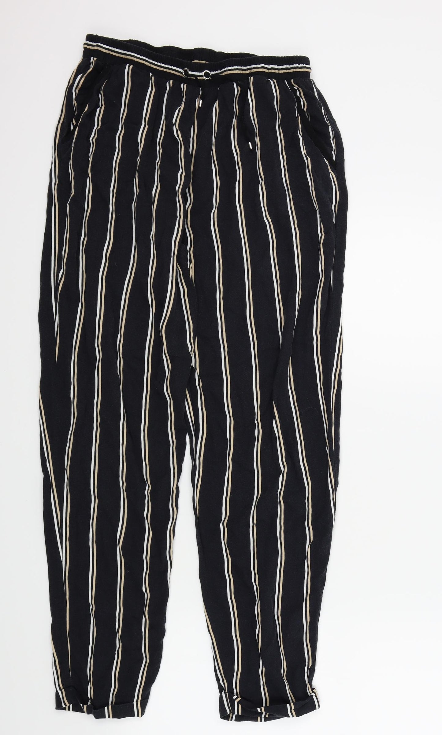 Dorothy Perkins Womens Black Striped  Trousers  Size 14 L27 in