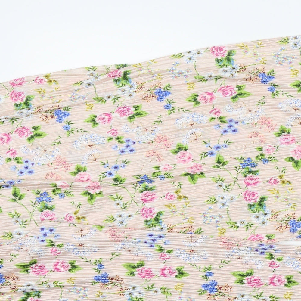 New Look Womens Beige Floral  Bloomer Trousers Size 10 L23 in